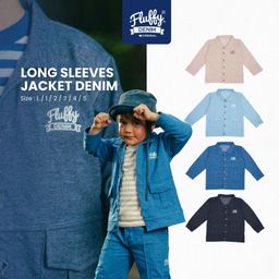 FLUFFY - Jaket Anak - Long Sleeves Jacket - Denim Series - 1 Sampai 5 Tahun (Isi 1 Pcs)