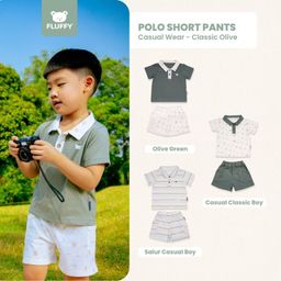 FLUFFY Polo Short Pants Boy - Casual Wear - 3 Bulan Hingga 3 Tahun (Isi 1 Setel)