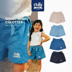 FLUFFY - Short Mini Culottes - Celana Pendek Anak Perempuan - Bawahan Anak - Denim Series - Usia 9 Bulan hingga 5 Tahun (1Pcs)