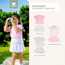 FLUFFY - Setelan Polo Anak 3 Bulan hingga 3 Tahun - Set Polo Short Skirt Girl - Casual Wear - Lembut & Standart SNI (1 Setel)