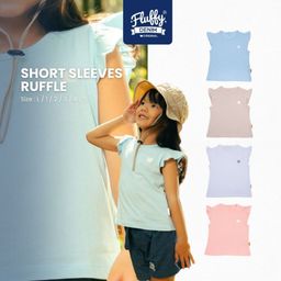 FLUFFY - Short Sleeves Ruffle - Pakaian Anak Perempuan - Atasan Anak - Denim Series - Usia 9 Bulan - 5 Tahun (1Pcs)