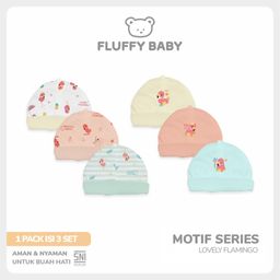 FLUFFY Topi Bulat Bayi Flamingo (Isi 3Pcs) TPE FSB NEWBORN