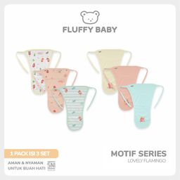 FLUFFY Popok Kain Tali Flamingo (Isi 3Pcs) PBPT FSB NEWBORN