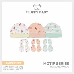 FLUFFY Bundling Topi Dan Sarung Tangan Kaki Flamingo (Isi 3Pasang) TSTK3 FSB NEWBORN