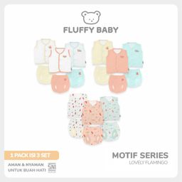 FLUFFY Setelan Baju Lengan Kutung Celana Pop Bayi  Flamingo (3Pasang) SKCAN-SKCAB FSB Newborn