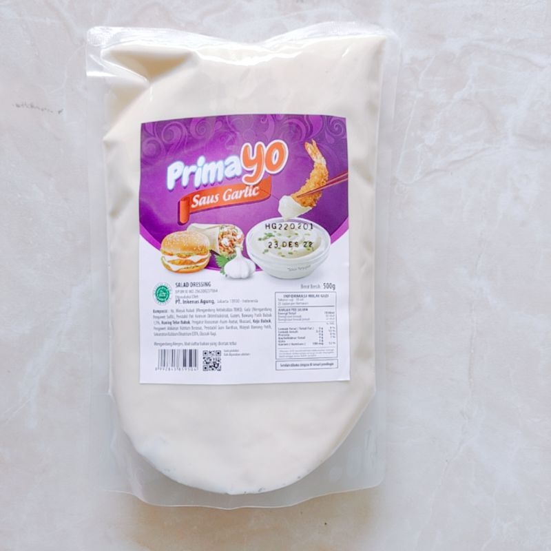 Prima Yo Saus Garlic 500 Gram Mayonaise Bawang