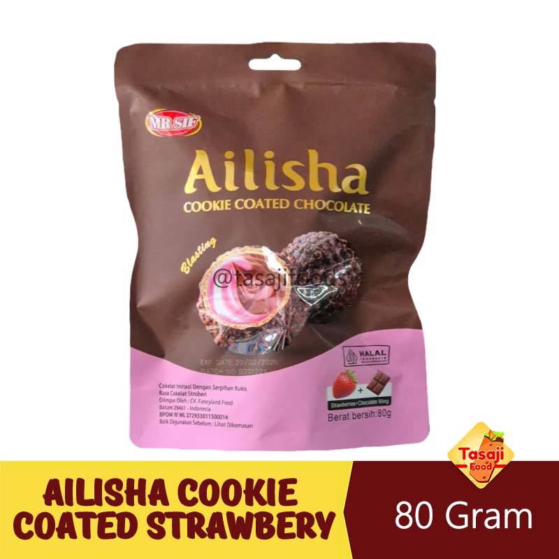 MR.SIF Ailisha Cookie Coated Chocolate 80g Starwberries Chocolate Filling
