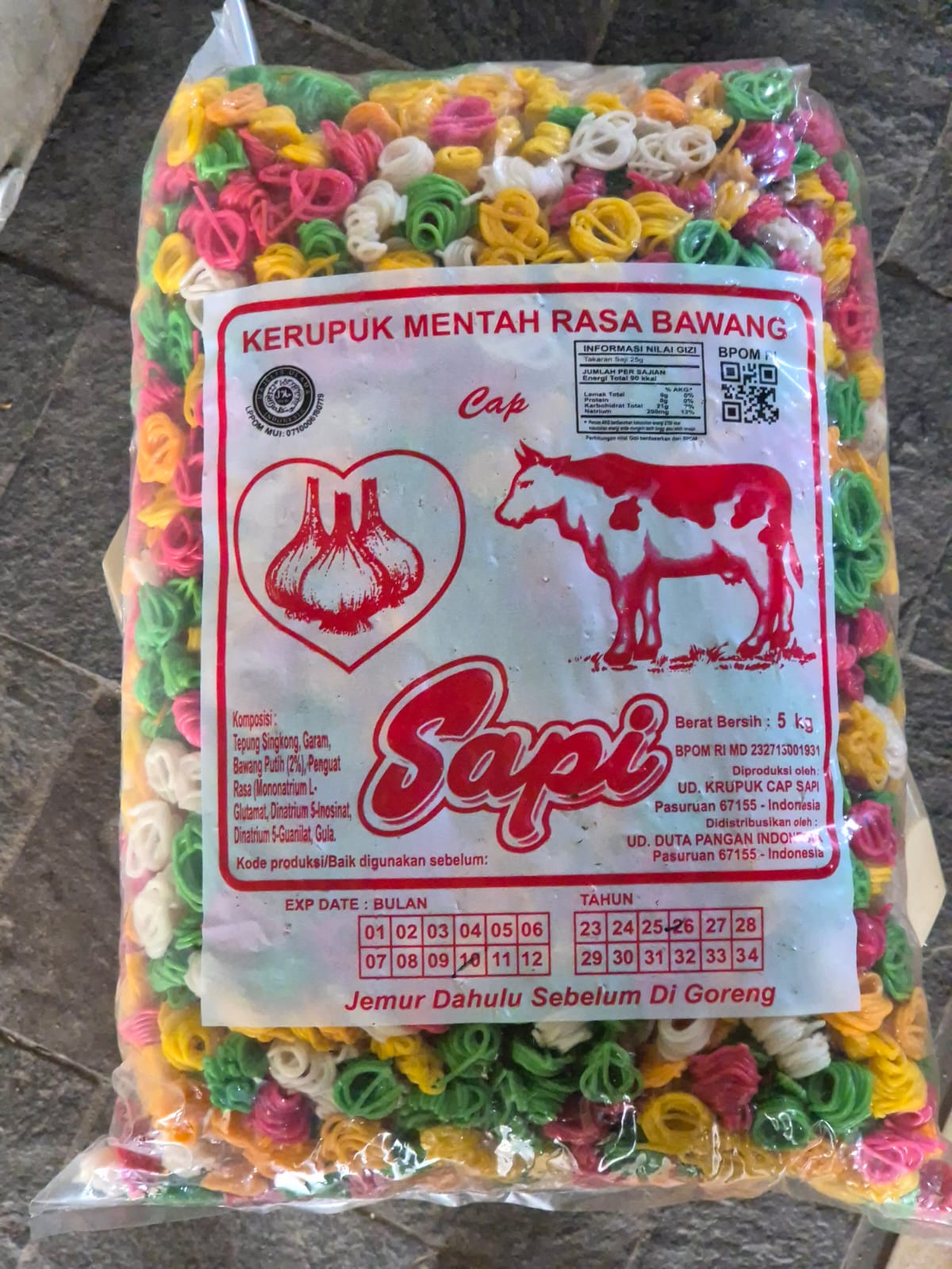 Kerupuk Keong Warna Besar 5 Kg Kerupuk Mentah