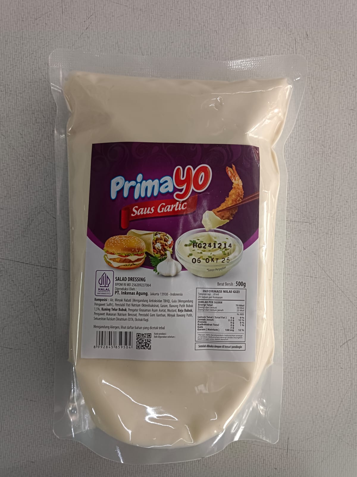 Prima Yo Saus Garlic 500 Gram Mayonaise Bawang