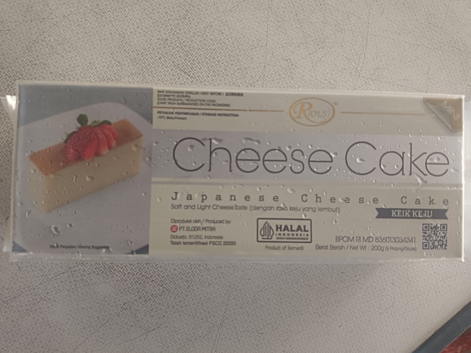 Rious Japanese Cheese Cake 200 Gram Keik Keju