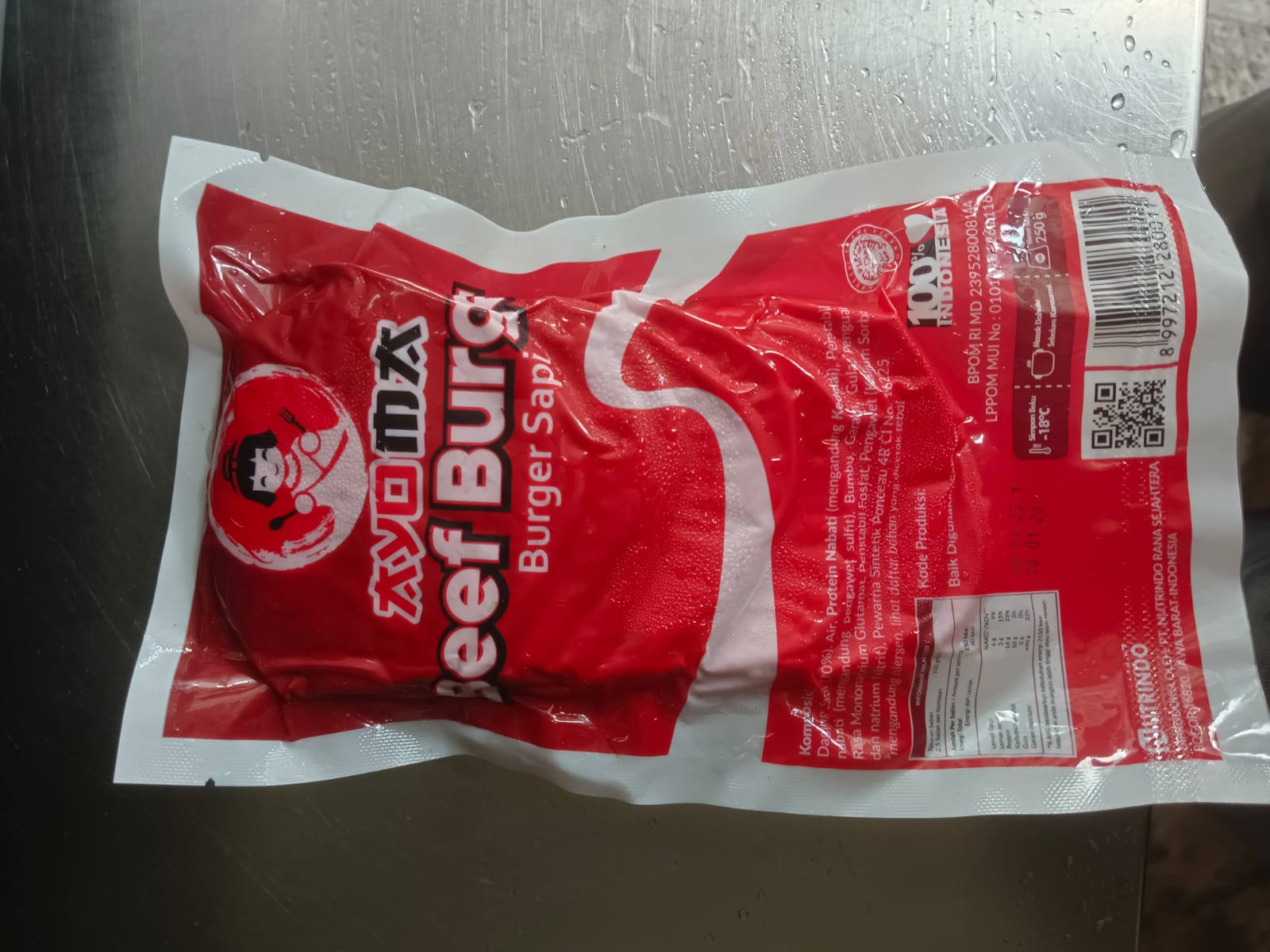 Ayoma Beef Burger 250 Gram Isi 10 Pcs