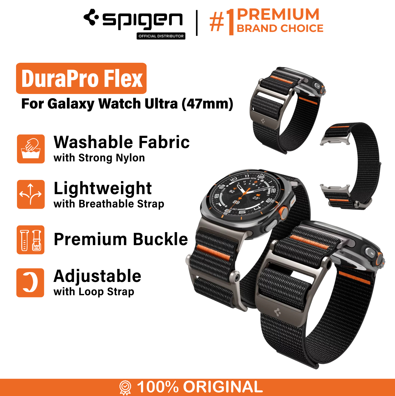 Spigen Galaxy Watch Ultra (47mm) Strap DuraPro Flex - Black AMP08773