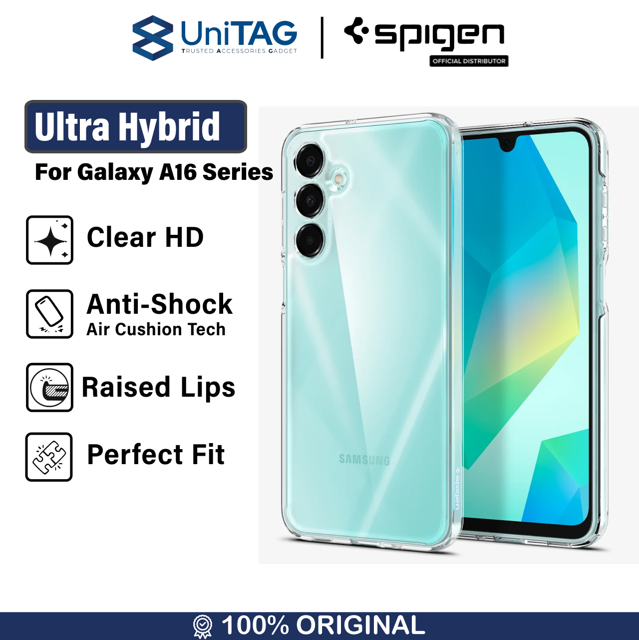 Spigen Galaxy A16 / A16 5G Case Ultra Hybrid - Crystal Clear ACS08890-1