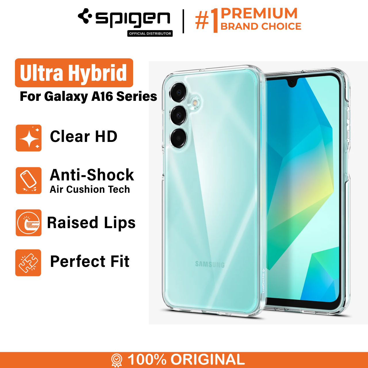 Spigen Galaxy A16 / A16 5G Case Ultra Hybrid - Crystal Clear ACS08890