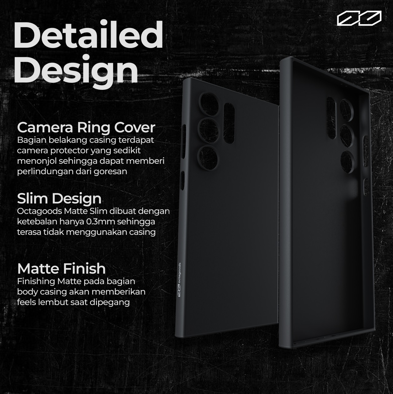 Case Samsung Galaxy S24 Ultra Plus Octagoods Matte Slim Hardcase Cover