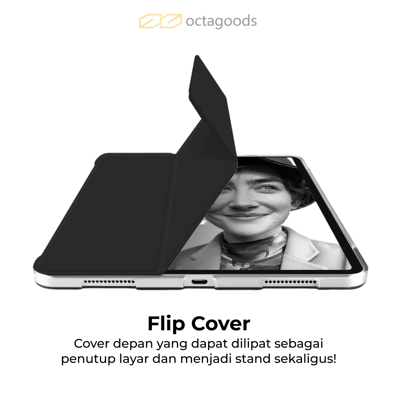 Octagoods iPad Air 11" (2025 / 2024) Case Trifold Flip Cover - Clear black PB55025
