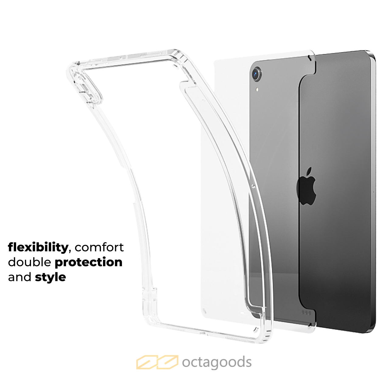 Octagoods iPad Air 11" (2025 / 2024) Case Trifold Flip Cover - Clear black PB55025