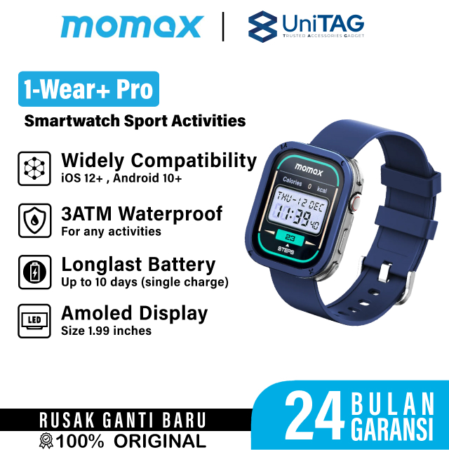 Momax Smart Watch 1-Wear+ - Blue SW3SB