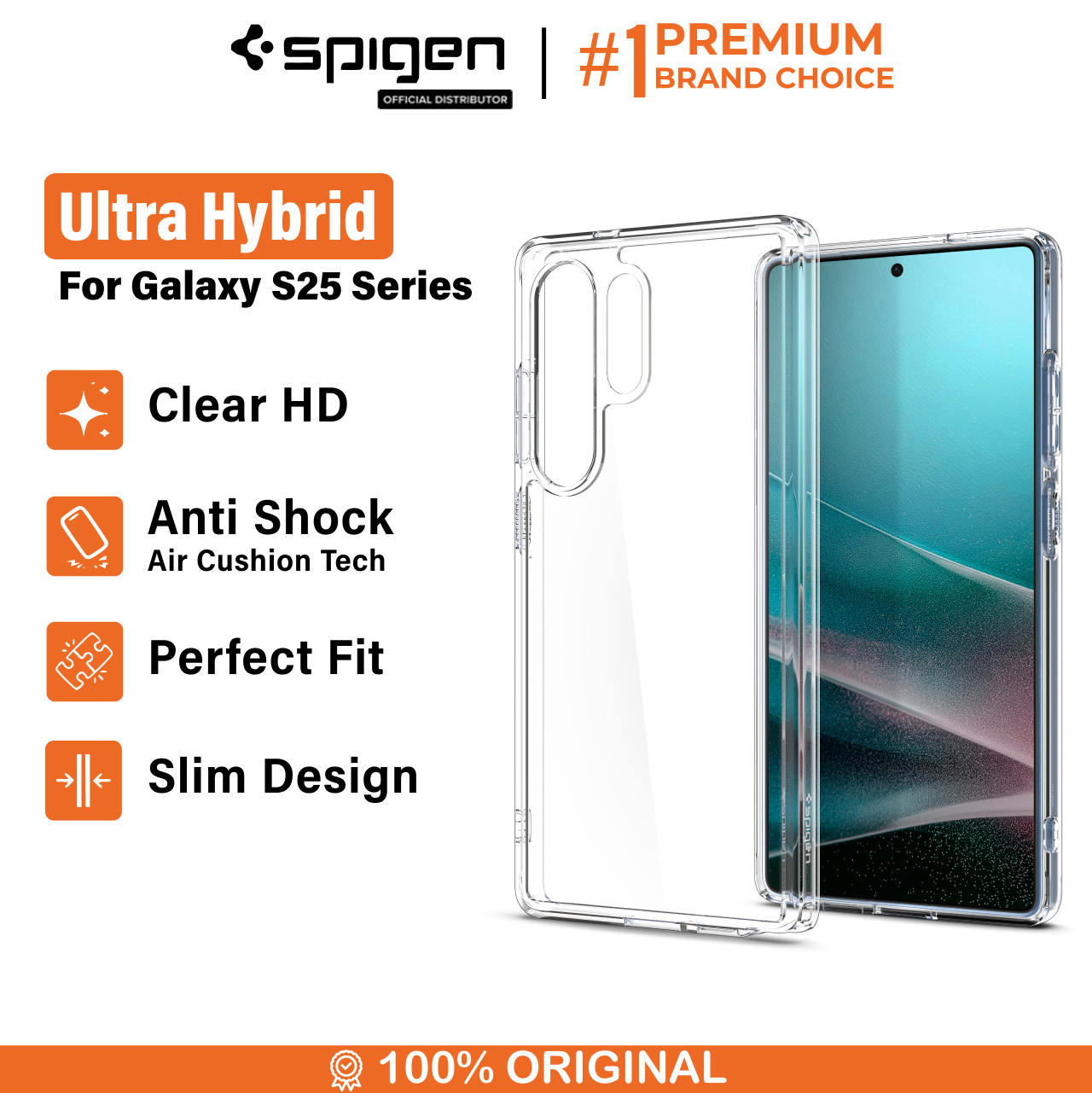 Spigen Galaxy S25 Case Ultra Hybrid - Crystal Clear ACS09006