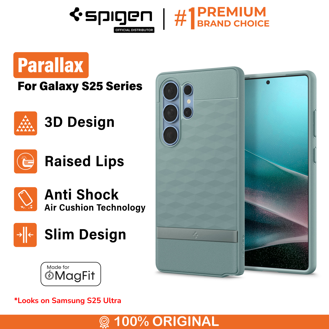 Spigen Galaxy S25 Case Magsafe Parallax MagFit - Sage Green ACS09063