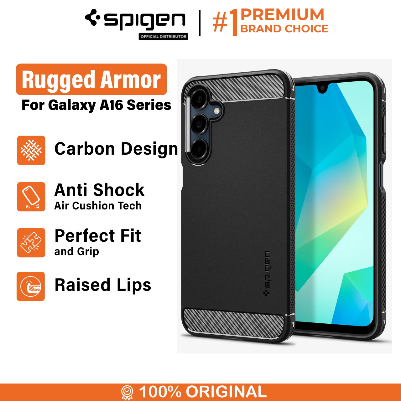 Spigen Galaxy A16 / A16 5G Case Rugged Armor - Matte Black ACS08891