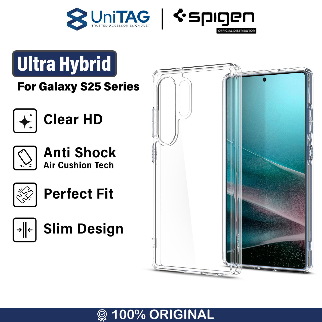 Spigen Galaxy S25 Plus Case Ultra Hybrid - Crystal Clear ACS08985