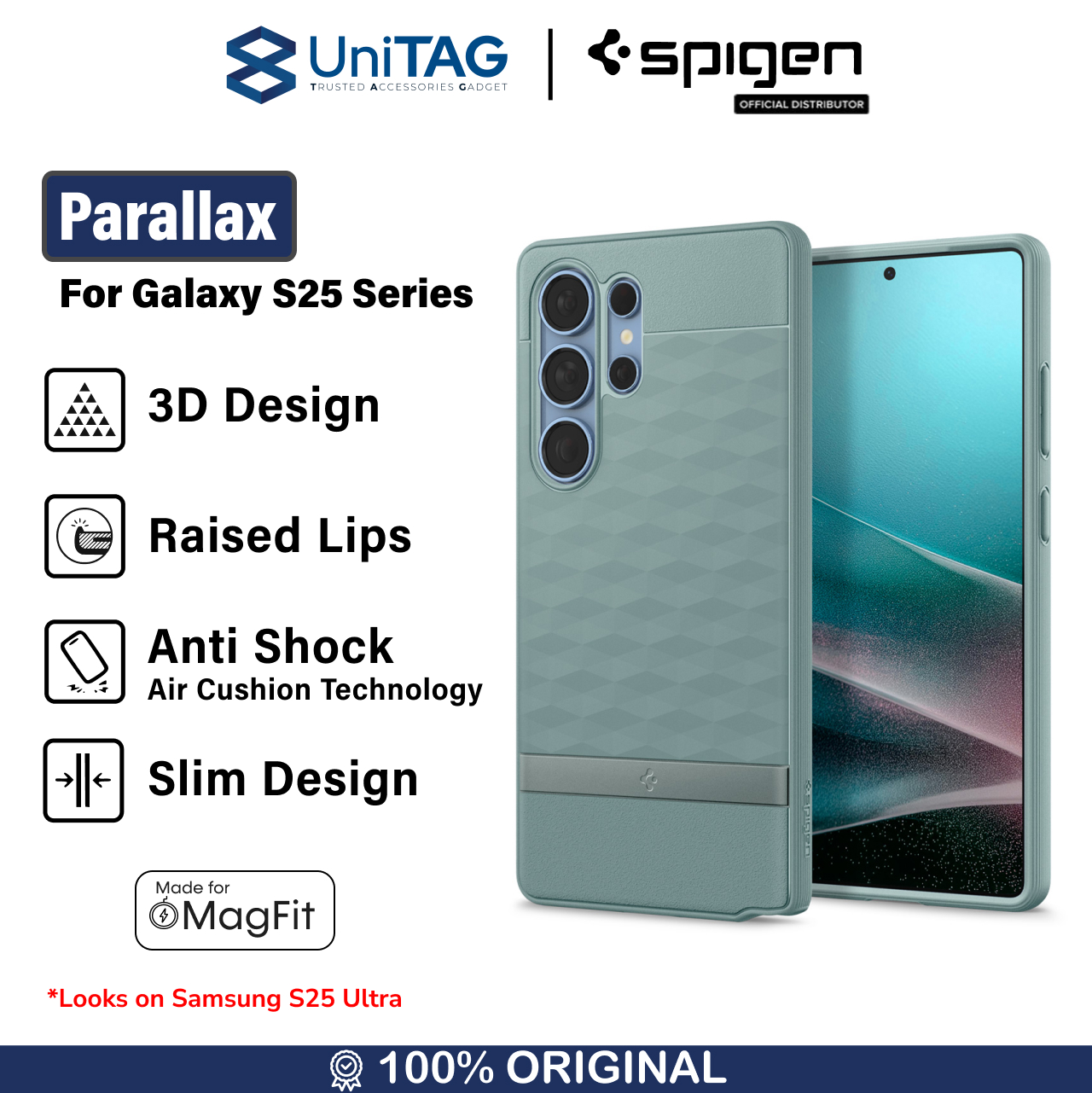 Spigen Galaxy S25 Ultra Case Magsafe Parallax MagFit - Sage Green ACS09053