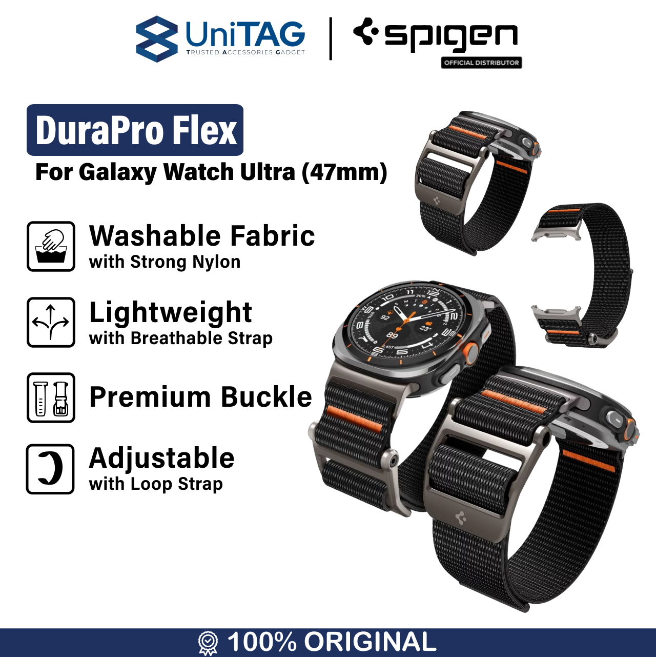 Spigen Galaxy Watch Ultra (47mm) Strap DuraPro Flex - Black AMP08773