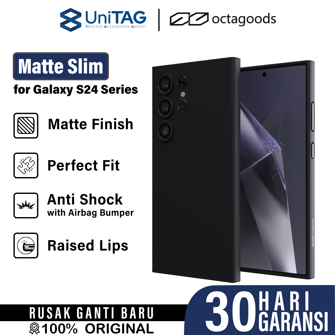 Octagoods Galaxy S24 Ultra Case Matte Slim - Black CB33203