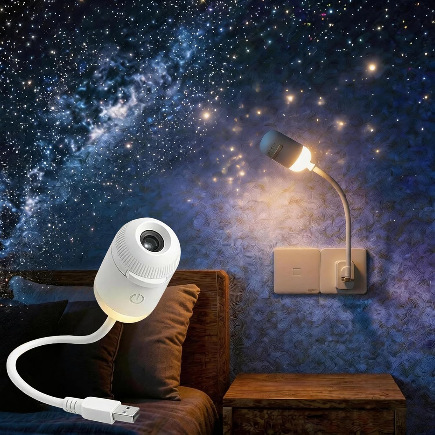 12-DIsk Galaksi Star Proyektor Lampu Tidur Bintang USB LED |12-Disc Galaxy Star Projector Night Light Star Projection USB LED