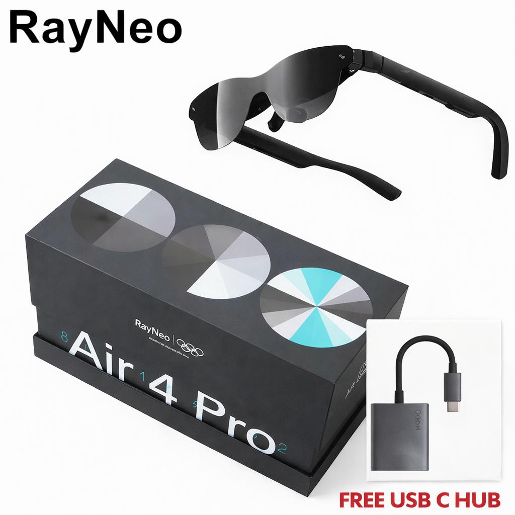 RayNeo Air 4 Pro AR/XR Glasses, HDR10 201" Virtual Display, 120Hz 3D Movie & Gaming Video Display, USB-C Plug & Play for iPhone 17/16/15, Android, Switch 2, PS5, Steam Deck