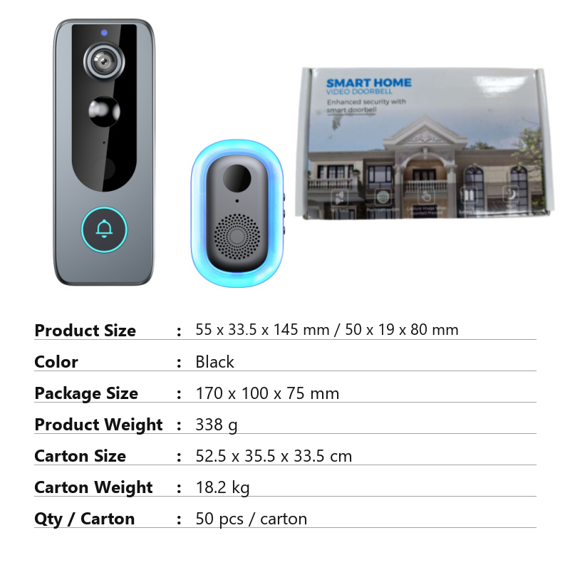 Bel Pintu Video Wireless M20 WiFi 2.4G Kamera HD Night Vision Interkom 2 Arah | M20 Wireless Video Doorbell 2.4G WiFi HD Night Vision