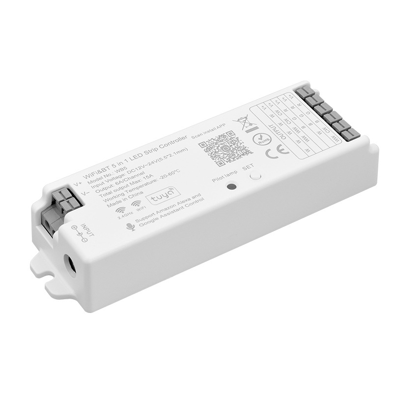 Kontroler Strip LED WB5 Tuya WiFi Bluetooth 5-in-1 DC12-24V | WB5 Tuya WiFi Bluetooth 5-in-1 LED Strip Controller DC12-24V