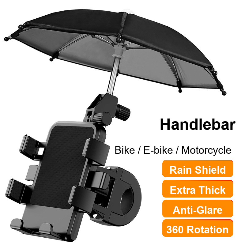 Holder HP Sepeda Motor/Sepeda 5-7.2 Inci dengan Pilihan Payung, Dudukan Setang/Spion | Bike Motorcycle Phone Mount 5-7.2 Inch with Optional Umbrella, Handlebar/Mirror Mount