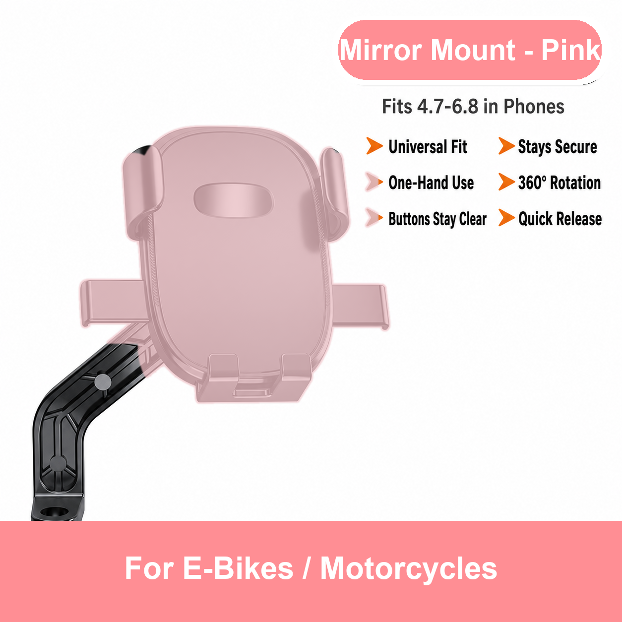 Holder HP Sepeda Motor/Sepeda 5-7.2 Inci dengan Pilihan Payung, Dudukan Setang/Spion | Bike Motorcycle Phone Mount 5-7.2 Inch with Optional Umbrella, Handlebar/Mirror Mount