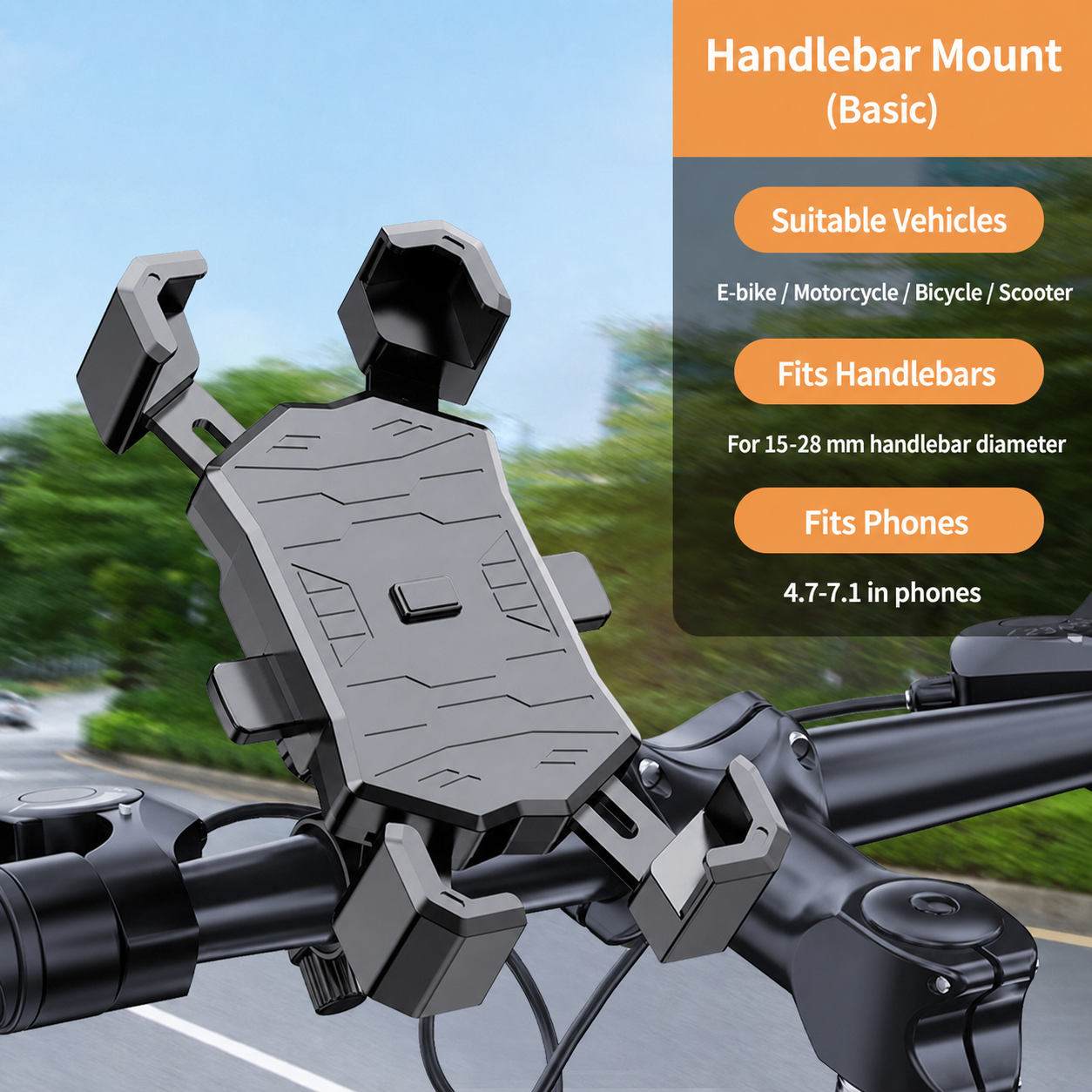 Holder HP Sepeda Motor/Sepeda 5-7.2 Inci dengan Pilihan Payung, Dudukan Setang/Spion | Bike Motorcycle Phone Mount 5-7.2 Inch with Optional Umbrella, Handlebar/Mirror Mount