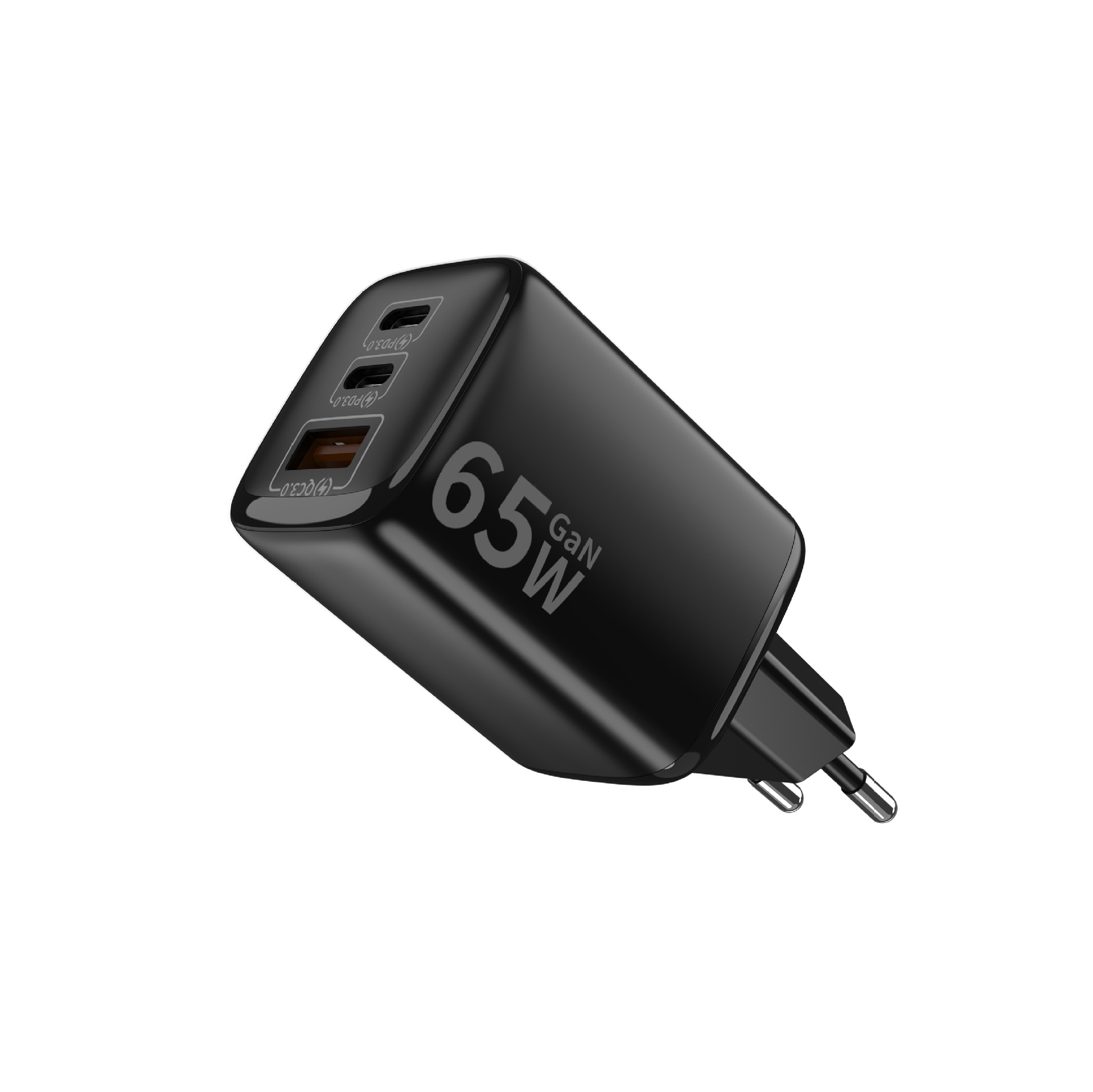 Charger GaN 65W PD Fast Charging USB-C USB-A Plug US/EU/UK | 65W GaN PD Fast Charger USB-C USB-A US/EU/UK Plug