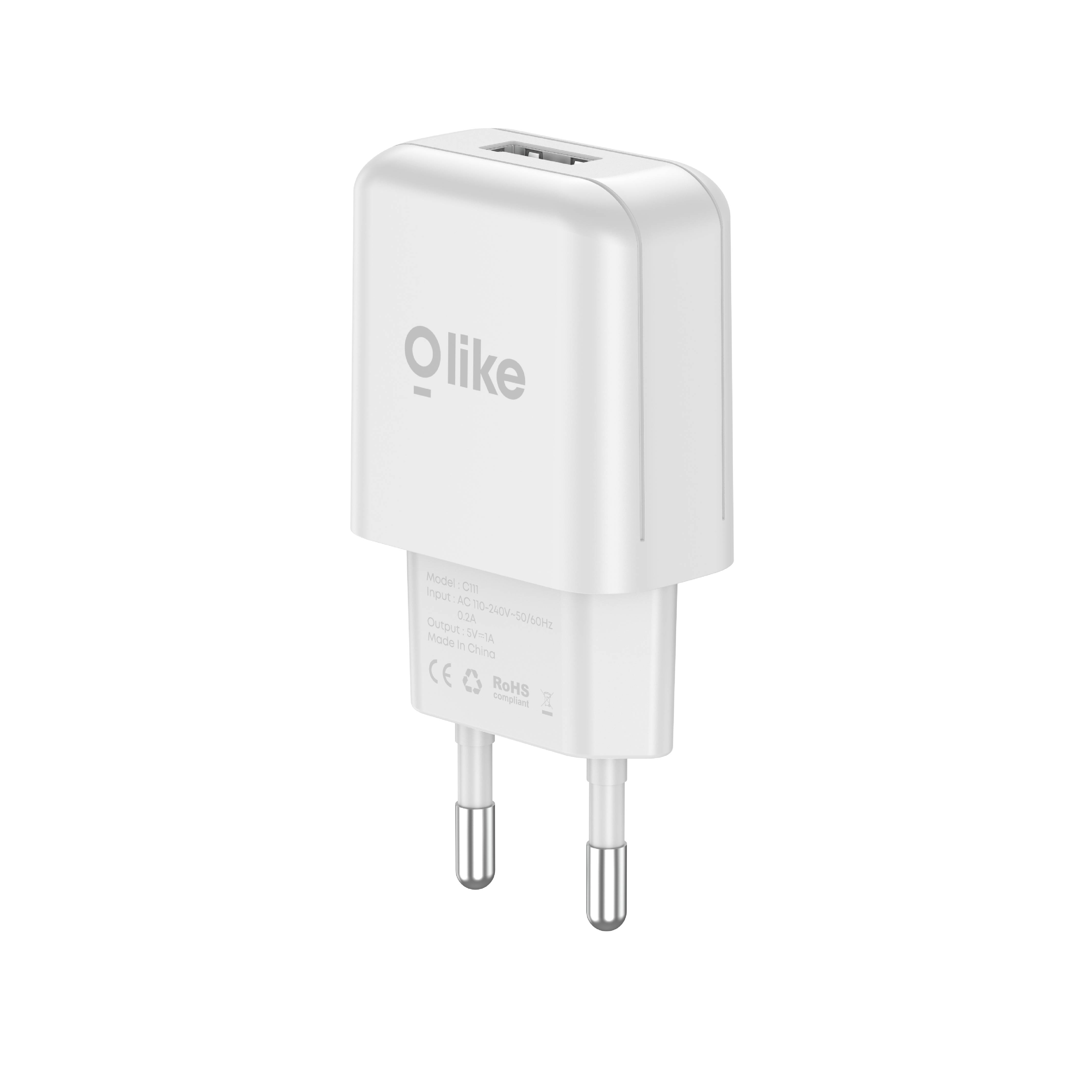 Olike C111 Adaptor Charger 5W Putih/Hitam | Olike C111 5W Charger Adapter White/Black