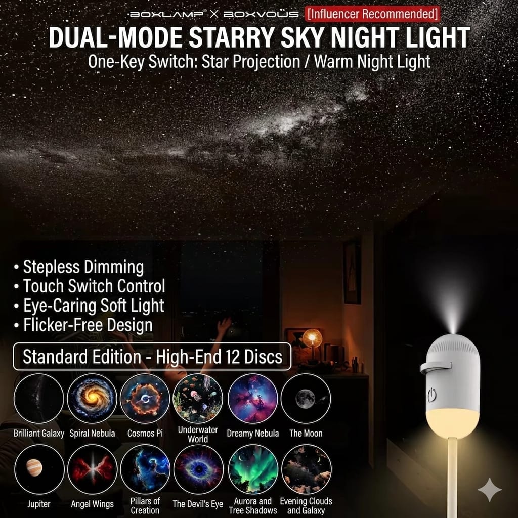 12-DIsk Galaksi Star Proyektor Lampu Tidur Bintang USB LED |12-Disc Galaxy Star Projector Night Light Star Projection USB LED