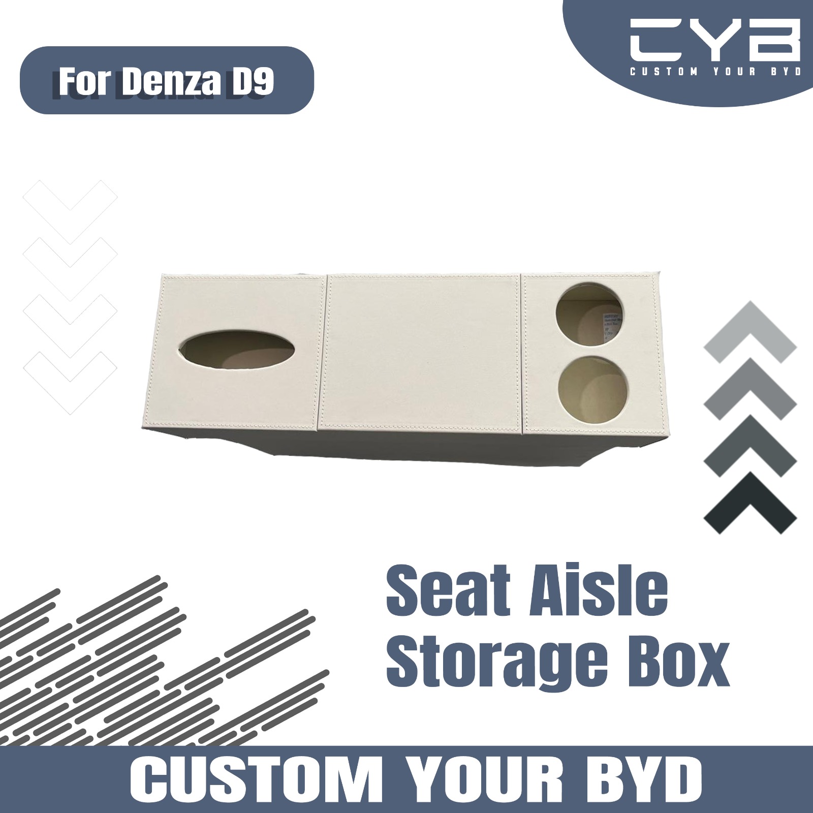 Denza D9 - Seat Aisle Storage Box [Putih] 2
