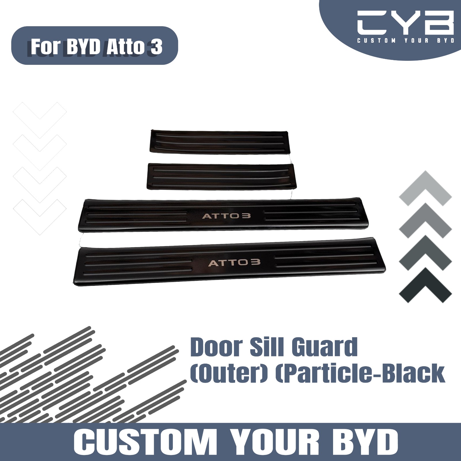 BYD Atto3 - Door Sill Guard [Outter Hitam] 2