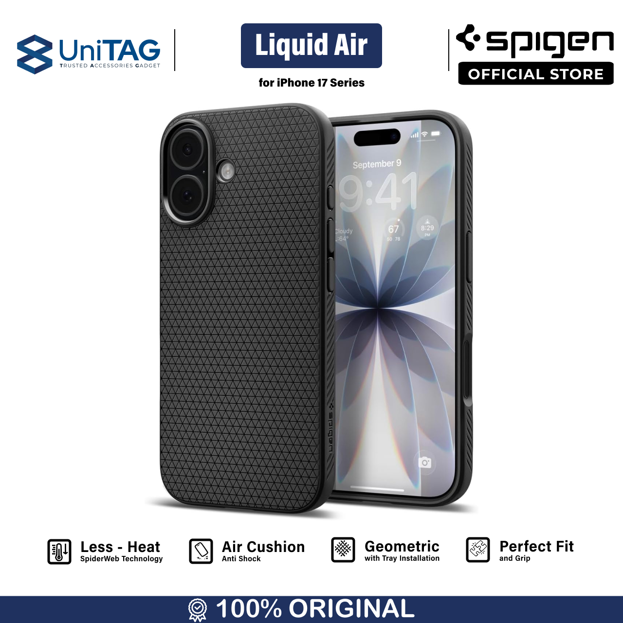 Spigen iPhone 17 Case Liquid Air - Matte Black ACS10369 (Offline SKU)