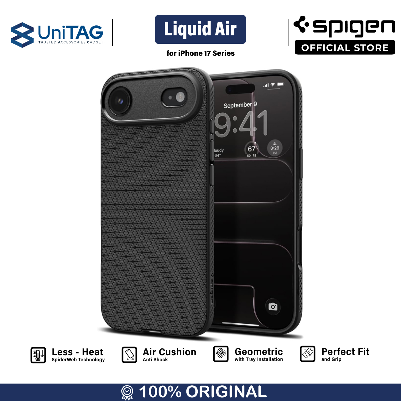 Spigen iPhone Air Case Liquid Air - Matte Black ACS10302 (Offline SKU)