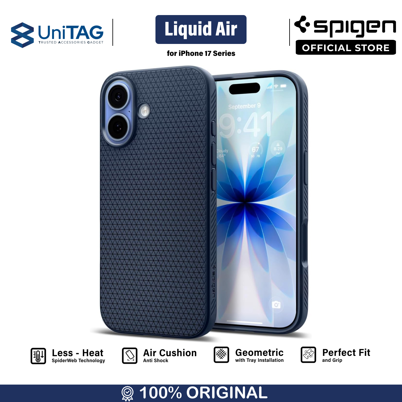 Spigen iPhone 17 Case Liquid Air - Navy Blue ACS10370 (Offline SKU)