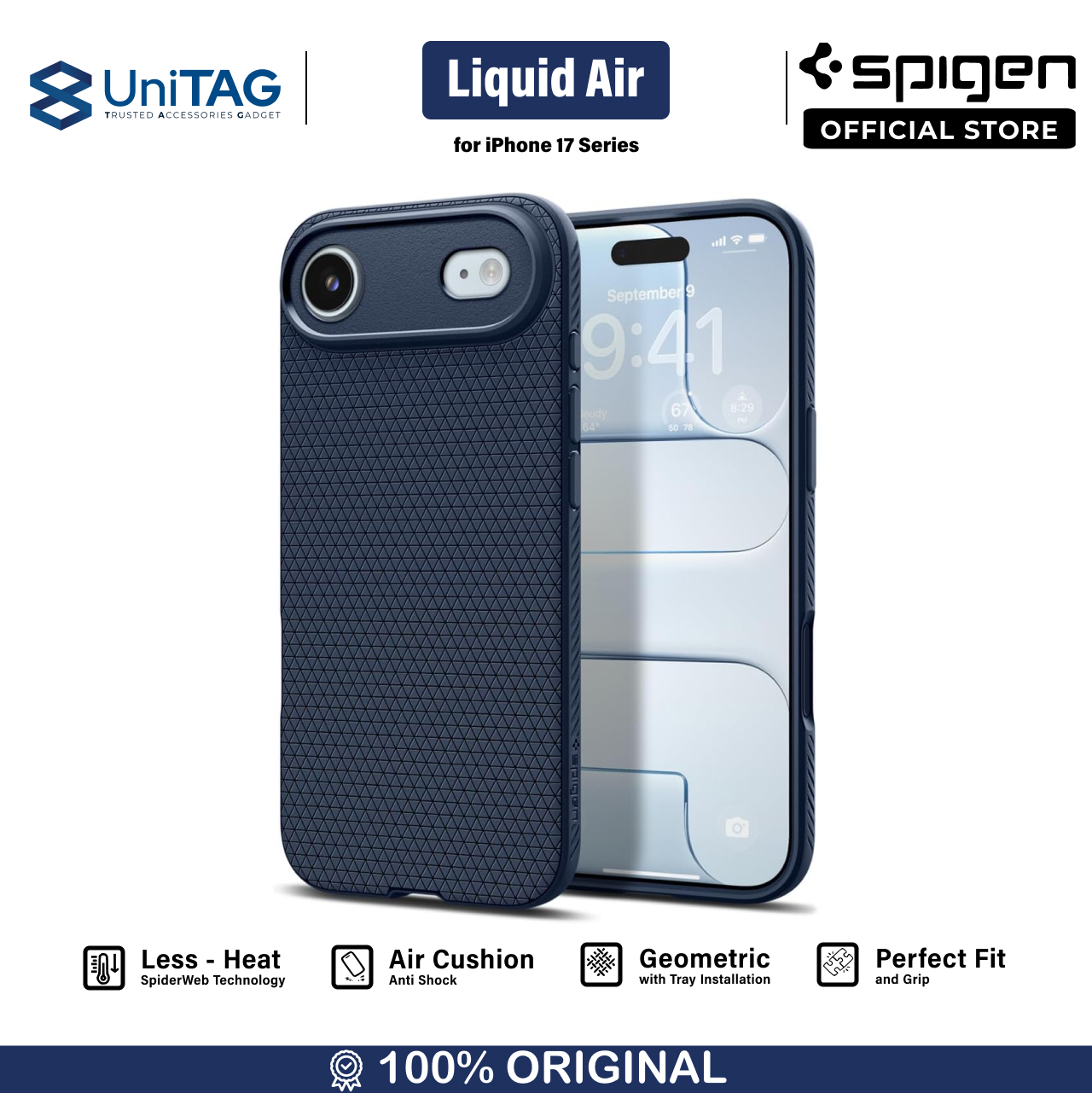 Spigen iPhone Air Case Liquid Air - Navy Blue ACS10303 (Offline SKU)