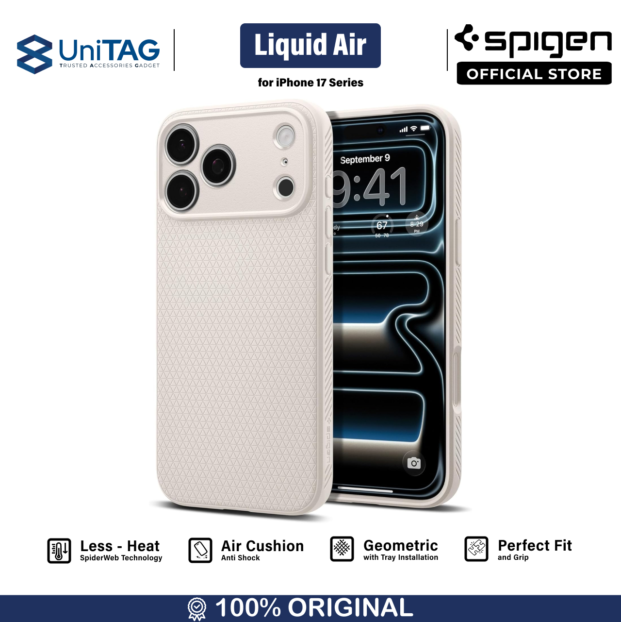 Spigen iPhone 17 Pro Max Case Liquid Air - Natural Titanium ACS10268 (Offline SKU)