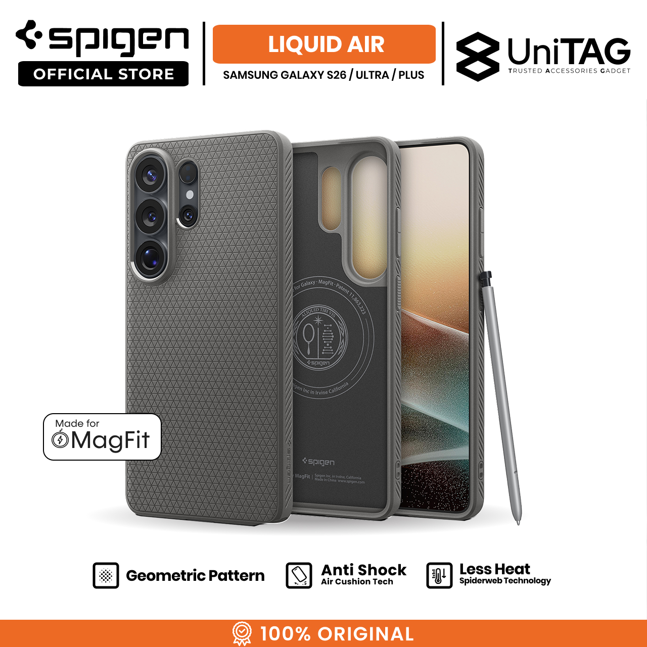 Spigen Galaxy S26 Case Magsafe Liquid Air MagFit - Marble Gray ACS10731 (Offline SKU)