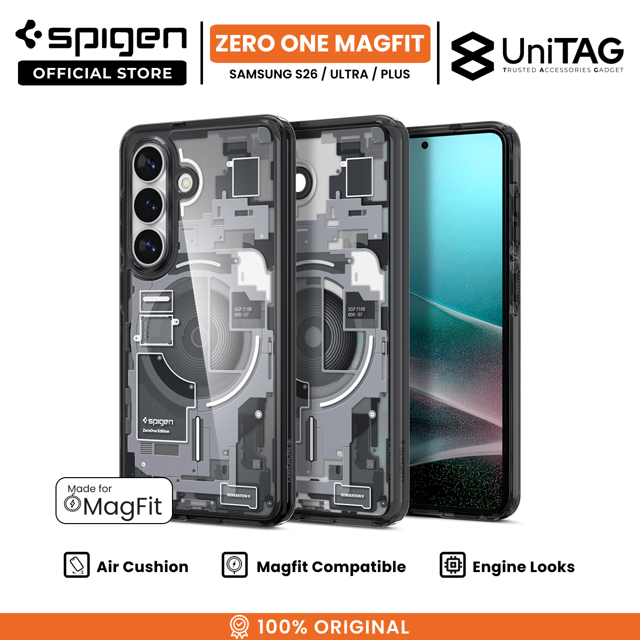 Spigen Galaxy S26 Case Magsafe Ultra Hybrid MagFit Zero One - Black ACS10736 (Offline SKU)