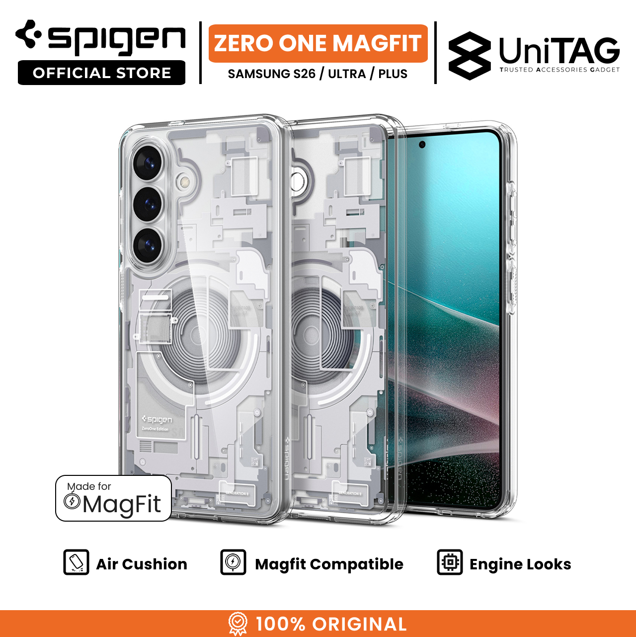Spigen Galaxy S26 Case Magsafe Ultra Hybrid MagFit Zero One - White ACS10737 (Offline SKU)