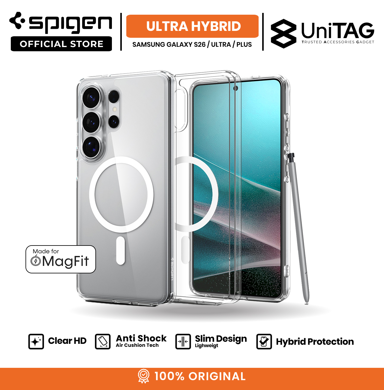 Spigen Galaxy S26 Case Magsafe Ultra Hybrid MagFit - Clear White ACS10734 (Offline SKU)